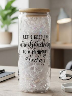 Glass Drinking Tumbler with Bamboo Lid And Glass Drinking Straw- 18.7 Oz